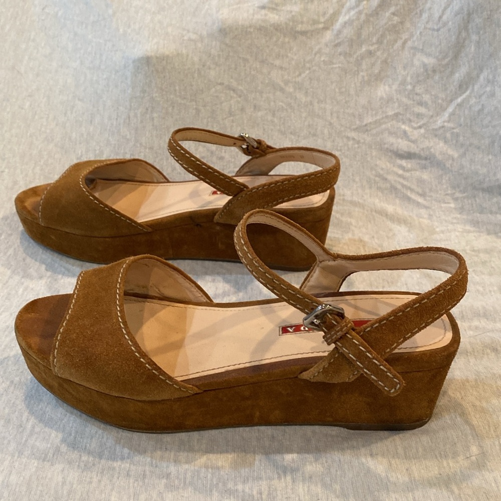 Prada brown suede platform sandals w adjustable ankle strap VGUC EU 37 - Picture 6 of 16